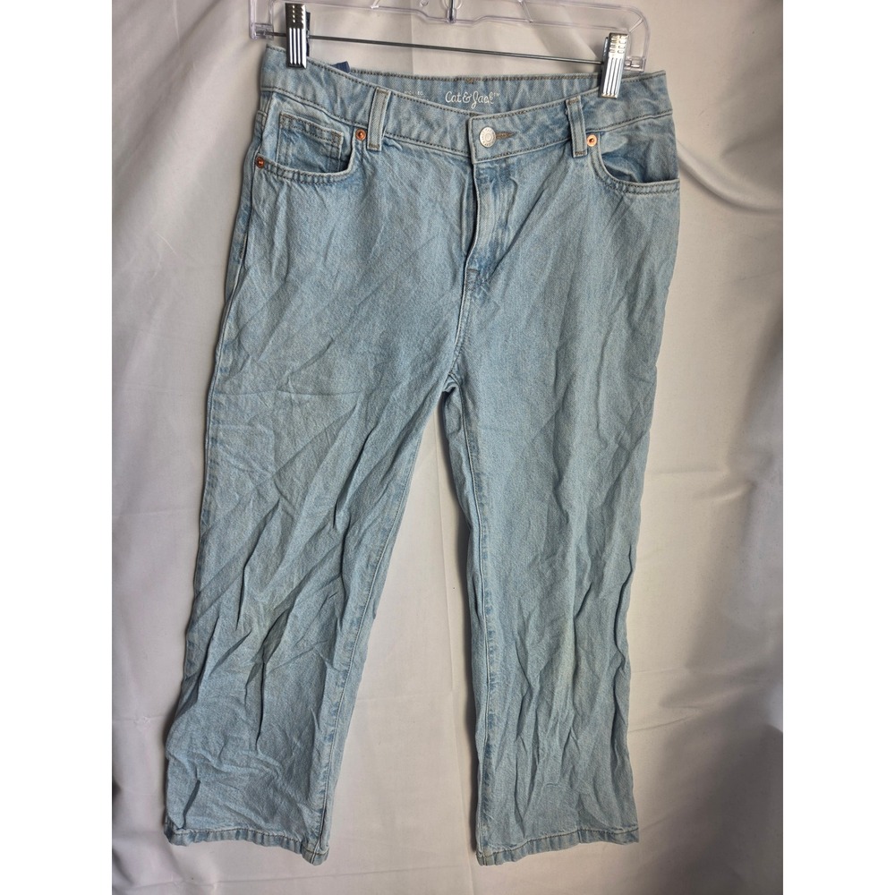 Cat & Jack Wide Leg Jeans Girls  Blue Light Wash Relaxed Mid Rise Wide Leg